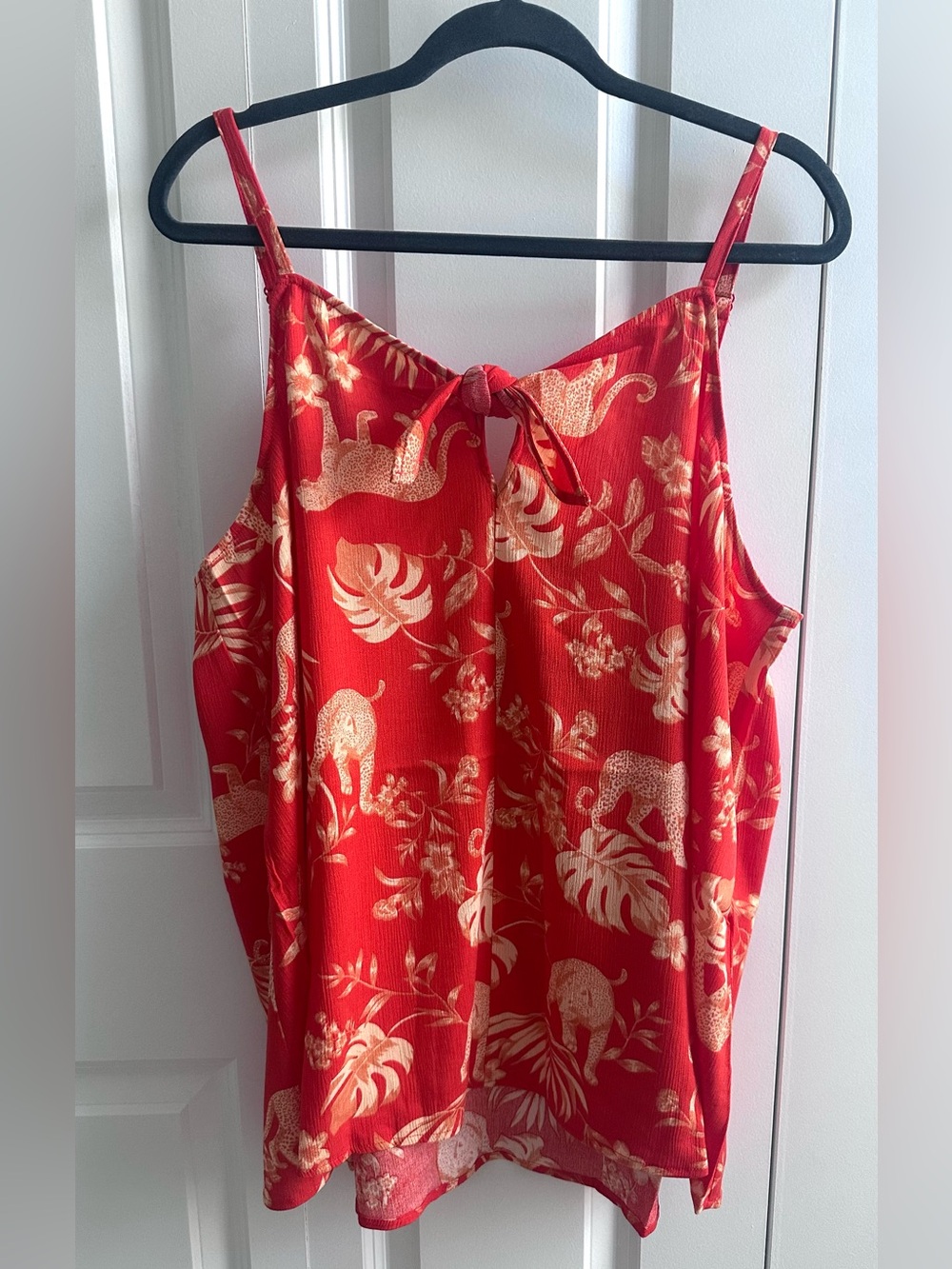 TORRID ORANGE TROPICAL LEOPARD TIE FRONT SWING TOP WOMENS SIZE 1X